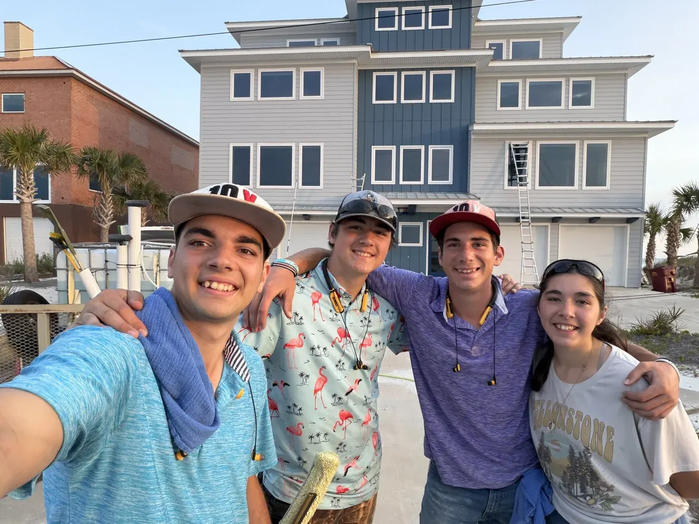 The WAHOO! Window Cleaning crew on a job on the Florida Panhandle